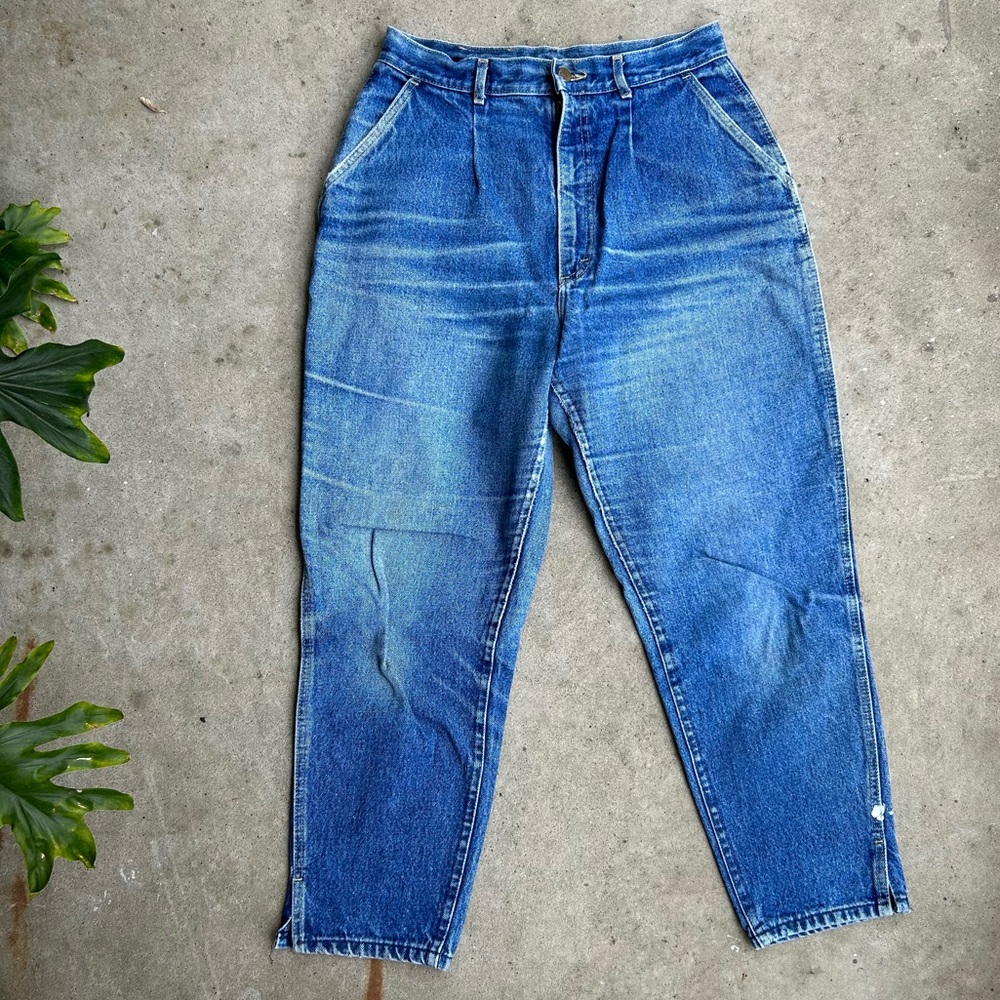 Vintage Lee Denim Jeans Tagged 16 Fits 10 Mom jean Tapered Leg